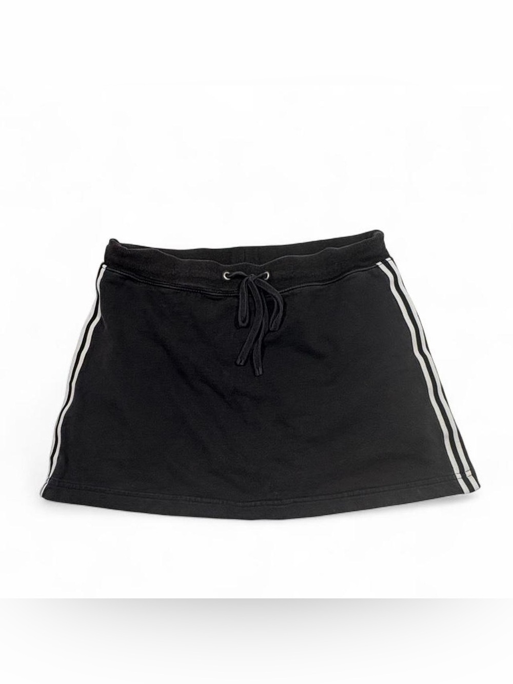 Vintage sporty track stripe black mini skirt with built in shorts